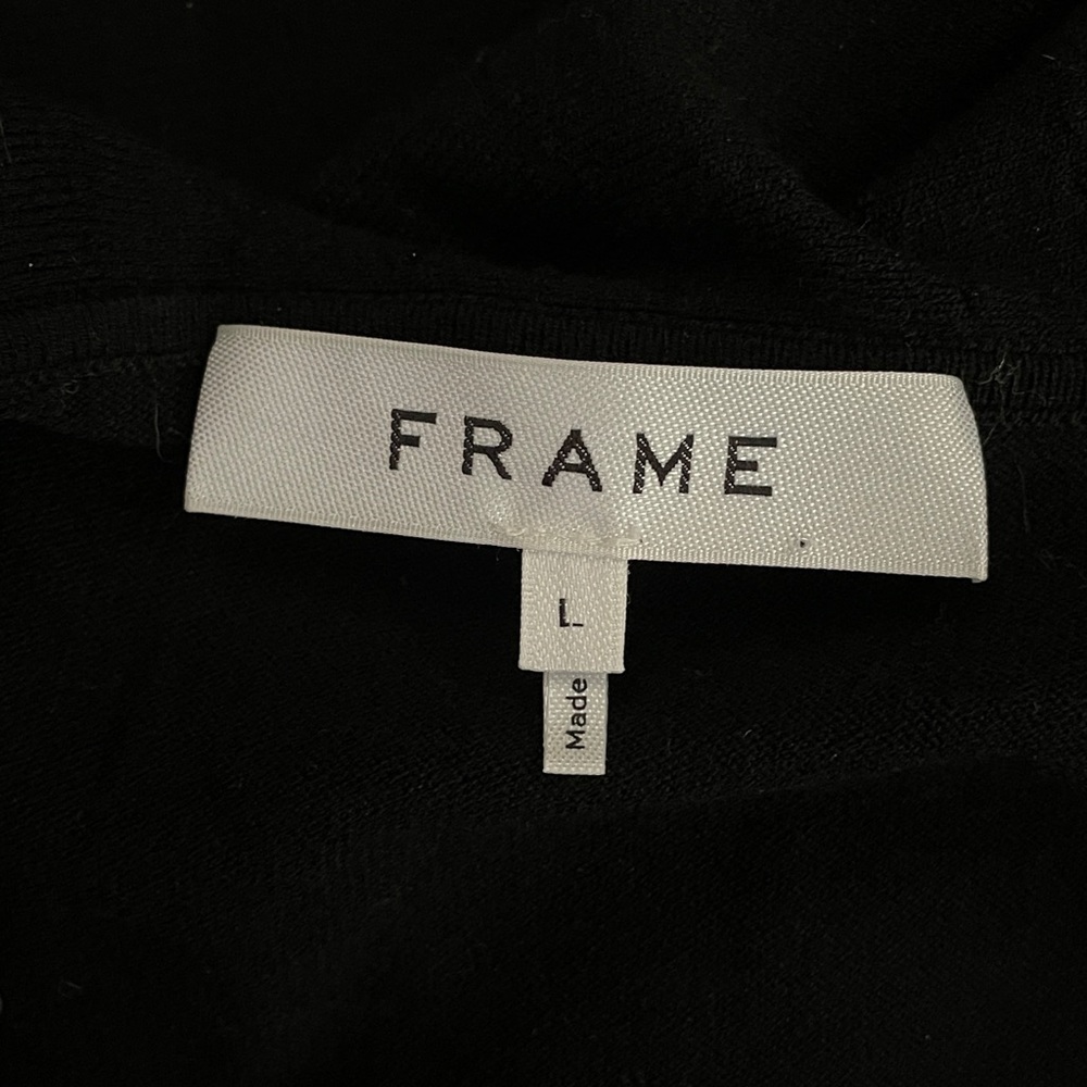 Frame sleeveless black ruffled knit sweater top L - Picture 11 of 12